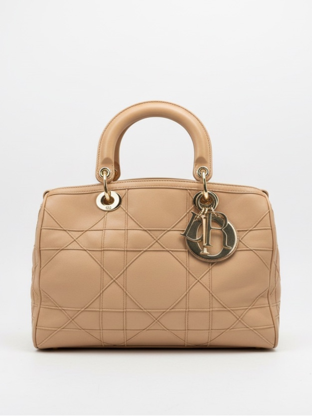 Dior Beige Cannage Leather Granville Polochon Satchel